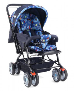 Babyhug Comfy Ride Stroller With Reversible Handle - Blue
